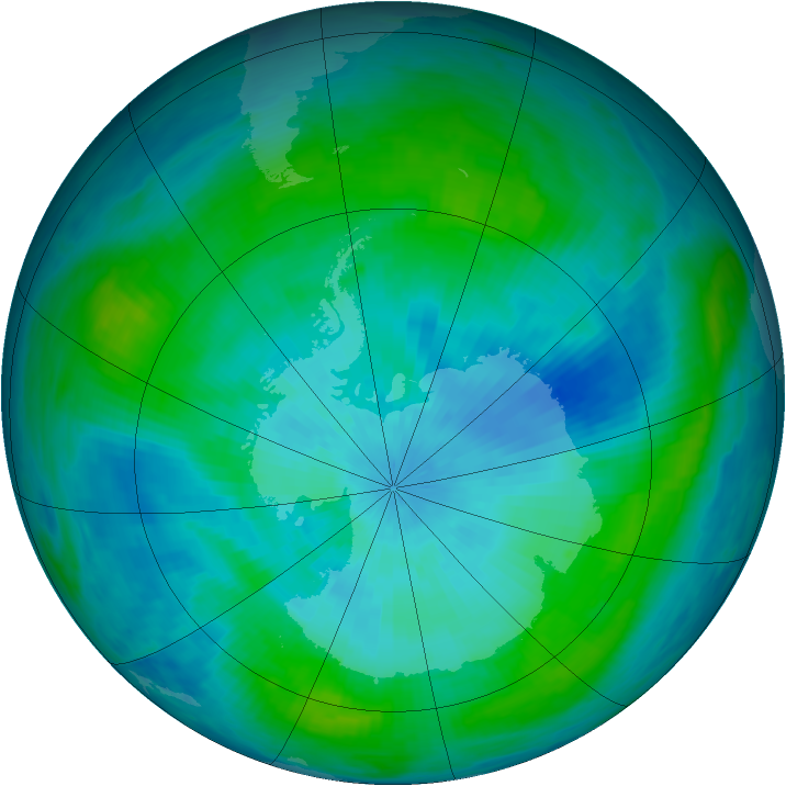 Antarctic ozone map for 01 March 1985